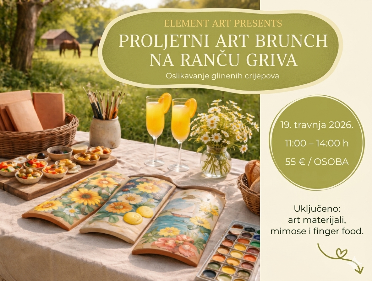 Art Brunch radionica oslikavanja glinenih crijepova na Ranču Griva